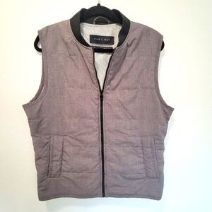 Zara Man Gray Vest Pin‎ Striped Lining Size L Business Casual Preppy Old Money